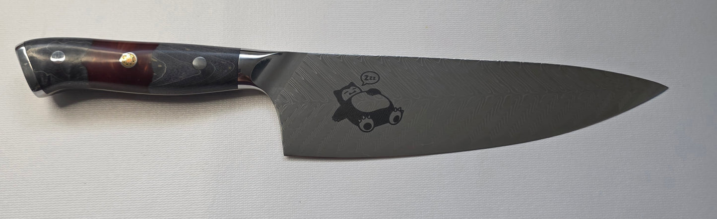 Snorlax Custom Engraved Chef Knife 8 Inch