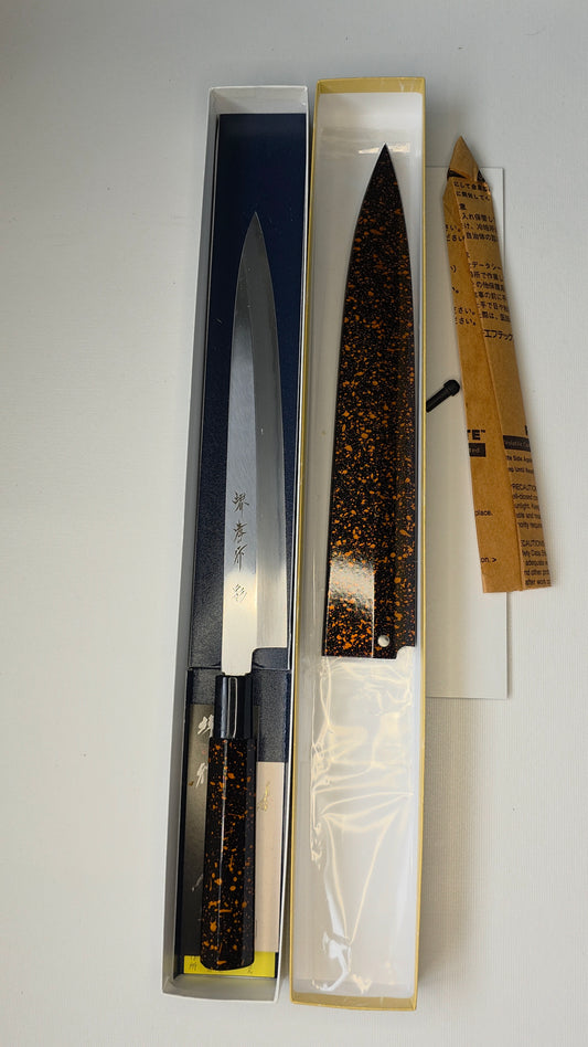 Sakai Takayuki Kasumitogi Yanagiba 240mm – White #3 Steel (Includes Saya)