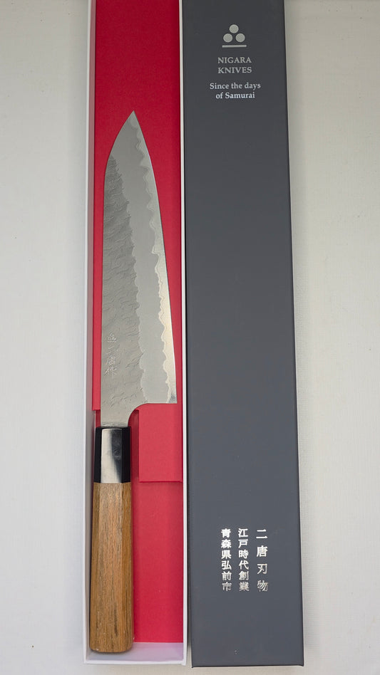 Nigara Tsuchime Gyuto 210mm – Aogami Super (Teak Handle)