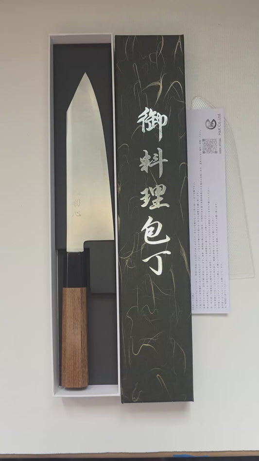 Hatsukokoro Hayabusa Migaki Bunka 180mm Silver-3 Steel Knife