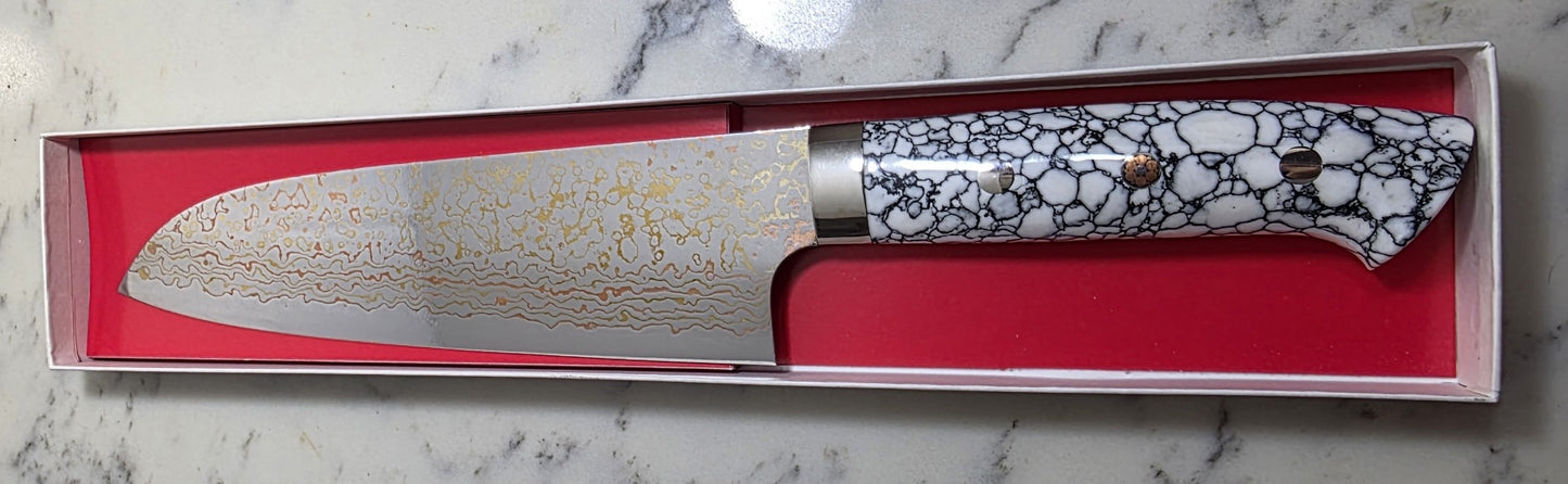 Saji Takeshi Rainbow Damascus Santoku